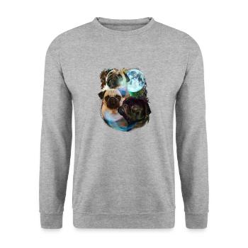 3 Moon Pug Dog Lover Cool Animal Pet Novelty Pun - Unisex Sweatshirt - salt & pepper - Front - Alina (178cm) & Michal (187cm)
