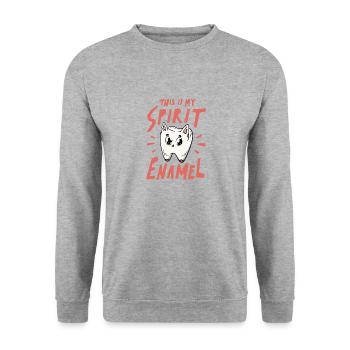 This is my spirit enamel for a dental technician - Unisex Sweatshirt - salt & pepper - Front - Alina (178cm) & Michal (187cm)