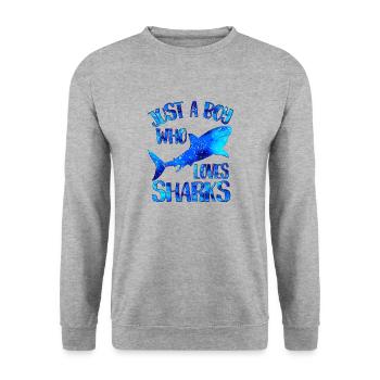 Juste un garçon qui aime les requins - Sweat-shirt Unisexe - gris chiné - Devant - Alina (178cm) & Michal (187cm)