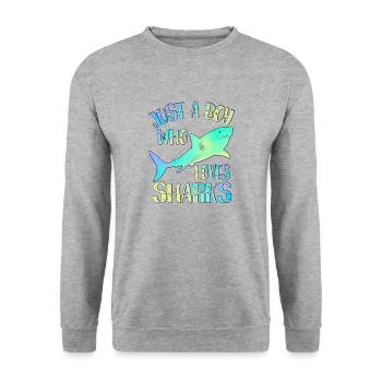 Juste un garçon qui aime les requins - Sweat-shirt Unisexe - gris chiné - Devant - Alina (178cm) & Michal (187cm)