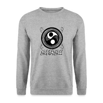 Shiatsu Yoga Meditation Massage Buddha Japanisch 4 - Unisex Pullover - Weißgrau meliert - Vorne - Alina (178cm) & Michal (187cm)