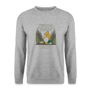 WENN DAS JAGDHORN ERKLINGT DIE JAGD BEGINNT - Unisex Pullover - Weißgrau meliert - Vorne - Alina (178cm) & Michal (187cm)
