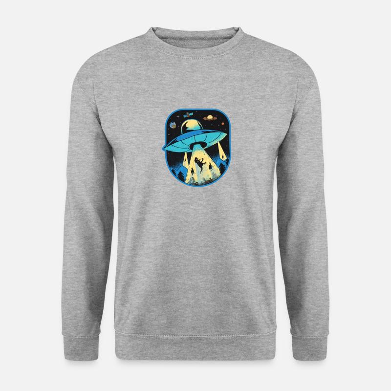 Ufo Dinosaurier, Alien-entführung - Unisex Pullover - Weißgrau meliert