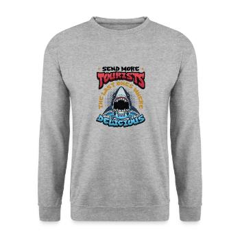 Schicken Sie Mehr Touristen - Unisex Pullover - Weißgrau meliert - Vorne - Alina (178cm) & Michal (187cm)