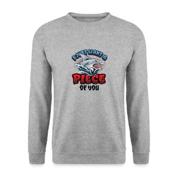 Je veux juste un morceau de toi, requin - Sweat-shirt Unisexe - gris chiné - Devant - Alina (178cm) & Michal (187cm)