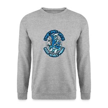 Manchmal Ist Das Leben Zu Schön, Um Wahr Zu Sein - Unisex Pullover - Weißgrau meliert - Vorne - Alina (178cm) & Michal (187cm)