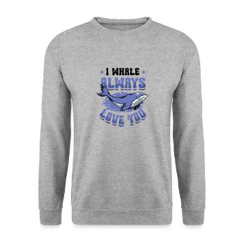 Ich Wal Liebe Dich Immer Blauwal - Unisex Pullover - Weißgrau meliert - Vorne - Alina (178cm) & Michal (187cm)