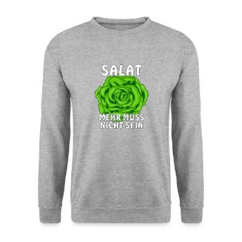 SALAT MEHR MUSS NICHT SEIN - Unisex Pullover - Weißgrau meliert - Vorne - Alina (178cm) & Michal (187cm)