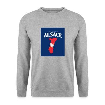 Fier de mes Racines Alsace Bleu - Sweat-shirt Unisexe - gris chiné - Devant - Alina (178cm) & Michal (187cm)