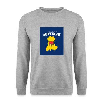 Fier de mes Racines Auvergne Bleu - Sweat-shirt Unisexe - gris chiné - Devant - Alina (178cm) & Michal (187cm)