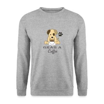 Grab A Coffee - Unisex Pullover - Weißgrau meliert - Vorne - Alina (178cm) & Michal (187cm)