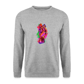 Buntes Pferd Wpap Art Geometrische Pop Art - Unisex Pullover - Weißgrau meliert - Vorne - Alina (178cm) & Michal (187cm)
