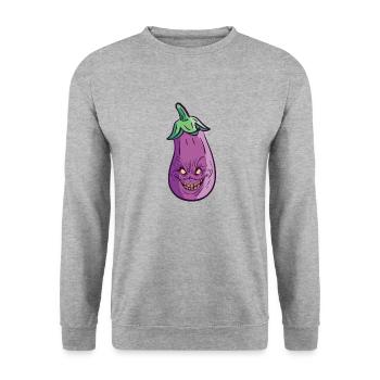Halloween Auberginenmonster Gesundes Essen - Unisex Pullover - Weißgrau meliert - Vorne - Alina (178cm) & Michal (187cm)