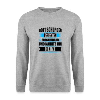 Erzgebirge Mann Namen Sachsen Heinz - Unisex Pullover - Weißgrau meliert - Vorne - Alina (178cm) & Michal (187cm)