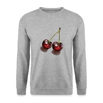 fruit cerise - Sweat-shirt Unisexe - gris chiné - Devant - Alina (178cm) & Michal (187cm)