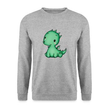 Babydrache Baby Drache Geschenkidee - Unisex Pullover - Weißgrau meliert - Vorne - Alina (178cm) & Michal (187cm)