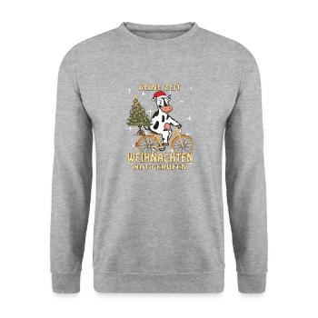 KUH FAHRRAD KEINE ZEIT WEIHNACHTEN - Unisex Pullover - Weißgrau meliert - Vorne - Alina (178cm) & Michal (187cm)