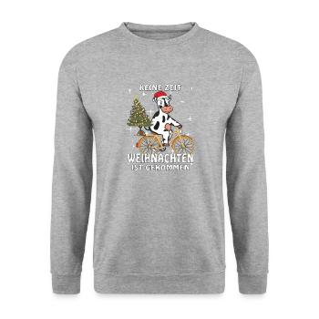 KUH FAHRRAD WEIHNACHTEN IST GEKOMMEN - Unisex Pullover - Weißgrau meliert - Vorne - Alina (178cm) & Michal (187cm)