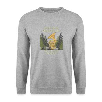 BLASE MEIN WALDHORN - Unisex Pullover - Weißgrau meliert - Vorne - Alina (178cm) & Michal (187cm)