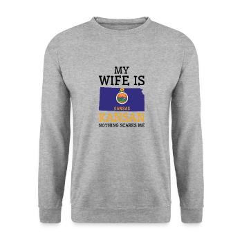 Nothing Scares Me Kansan Wife Kansas - Unisex Sweatshirt - salt & pepper - Front - Alina (178cm) & Michal (187cm)