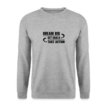 Objectif Vie Citations Message positif Motivant - Sweat-shirt Unisexe - gris chiné - Devant - Alina (178cm) & Michal (187cm)
