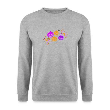 Chemise d’Halloween, mignon Hello Pumpkin Spooky Lover - Sweat-shirt Unisexe - gris chiné - Devant - Alina (178cm) & Michal (187cm)
