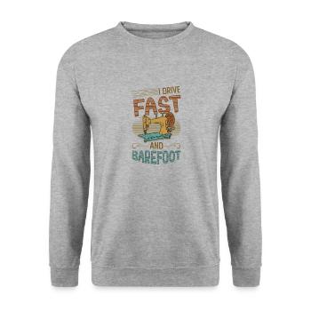 I drive fast and barefoot sewing machine Sewer - Unisex Sweatshirt - salt & pepper - Front - Alina (178cm) & Michal (187cm)
