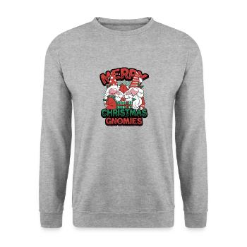 Joyeux Noël Gnomies Elfes de Noël - Sweat-shirt Unisexe - gris chiné - Devant - Alina (178cm) & Michal (187cm)