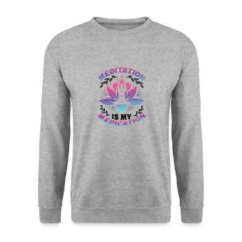 Meditation Ist Meine Medikation Kundalini Yoga - Unisex Pullover - Weißgrau meliert - Vorne - Alina (178cm) & Michal (187cm)