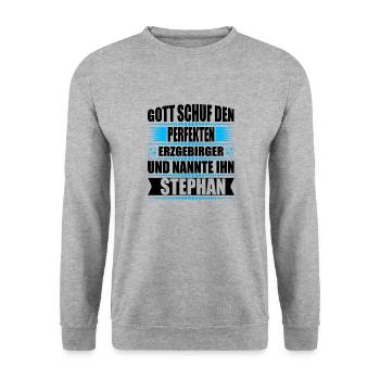 Erzgebirge Mann Namen Sachsen Stephan - Unisex Pullover - Weißgrau meliert - Vorne - Alina (178cm) & Michal (187cm)
