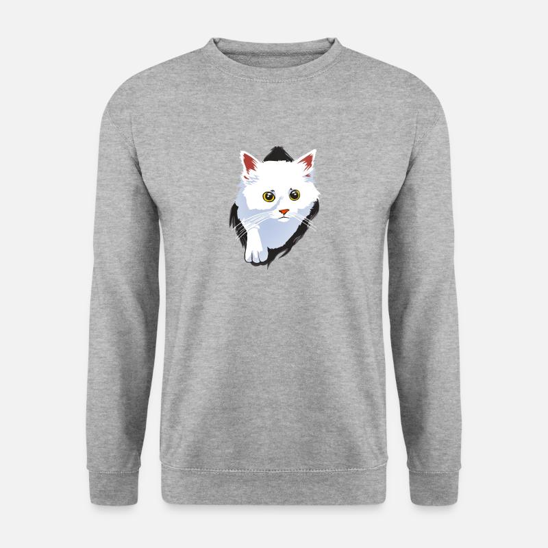 KATZE WEISS - Unisex Pullover - Weißgrau meliert
