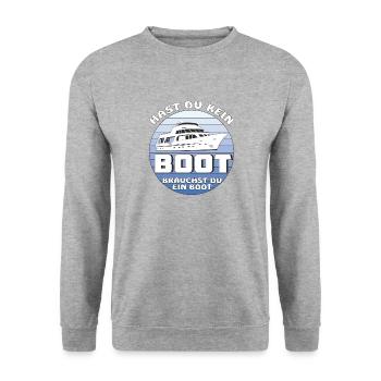 HAST DU KEIN BOOT - Unisex Pullover - Weißgrau meliert - Vorne - Alina (178cm) & Michal (187cm)