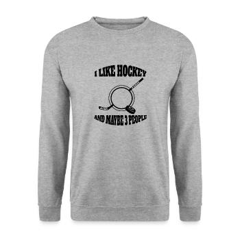 Eishockey Wintersport Eishockeyteam Geschenk - Unisex Pullover - Weißgrau meliert - Vorne - Alina (178cm) & Michal (187cm)