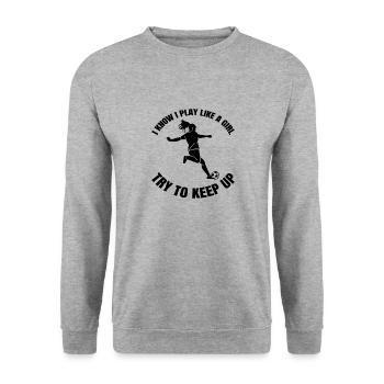 Soccer Filles Entraîneur de soccer Joueur de soccer Femme - Sweat-shirt Unisexe - gris chiné - Devant - Alina (178cm) & Michal (187cm)