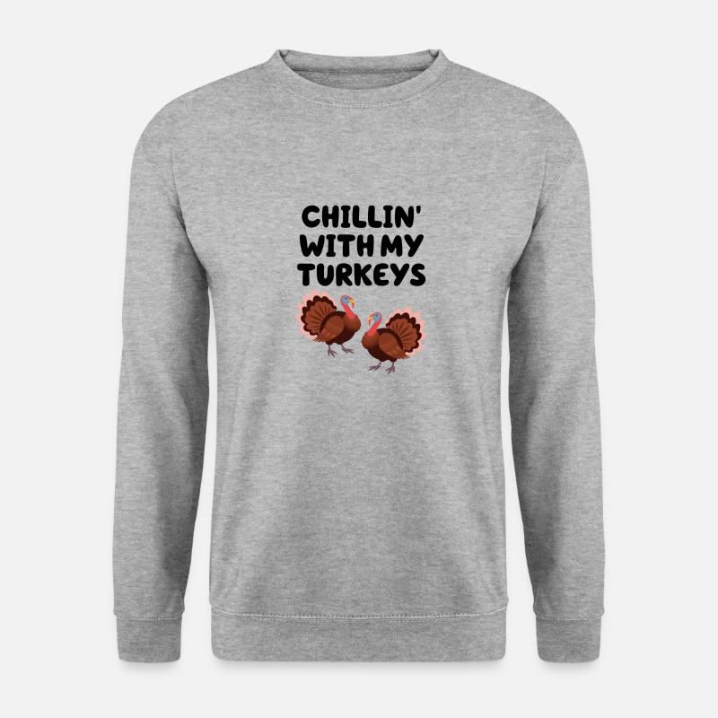 Chillin avec mes dindes - Sweat-shirt Unisexe - gris chiné