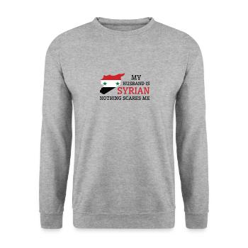 Nothing Scares Me Syrian Husband Syria - Unisex Sweatshirt - salt & pepper - Front - Alina (178cm) & Michal (187cm)