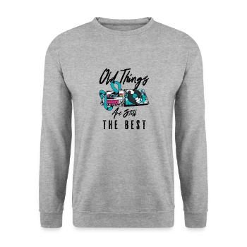 Antiquing Vinyl Cassette Music Vintage Lover - Unisex Sweatshirt - salt & pepper - Front - Alina (178cm) & Michal (187cm)