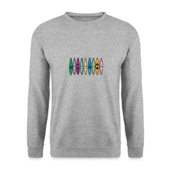 Kajakfahren Buntes Paddel Sport Muster Kunst - Unisex Pullover - Weißgrau meliert - Vorne - Alina (178cm) & Michal (187cm)