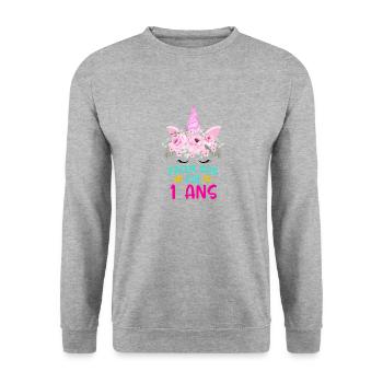 Enfant T Shirt 1 Ans Fille Anniversaire Cadeau - Unisex Sweatshirt - salt & pepper - Front - Alina (178cm) & Michal (187cm)