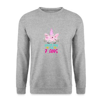 Enfant T Shirt 7 Ans Fille Anniversaire Cadeau - Unisex Sweatshirt - salt & pepper - Front - Alina (178cm) & Michal (187cm)