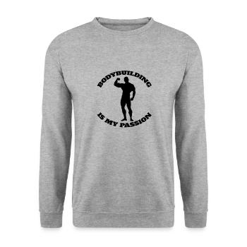 Fitness Athlète Muscle Bodybuilder Entraînement en force - Sweat-shirt Unisexe - gris chiné - Devant - Alina (178cm) & Michal (187cm)