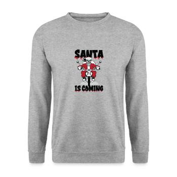 Scary Santa Weihnachten Urlaub Halloween - Unisex Pullover - Weißgrau meliert - Vorne - Alina (178cm) & Michal (187cm)