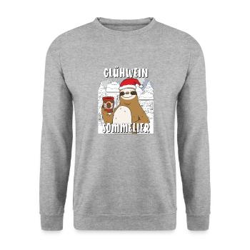 WEIHNACHTEN GLÜHWEIN VERKOSTER - Unisex Pullover - Weißgrau meliert - Vorne - Alina (178cm) & Michal (187cm)