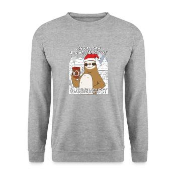WEIHNACHTEN GLÜHWEINDURST - Unisex Pullover - Weißgrau meliert - Vorne - Alina (178cm) & Michal (187cm)