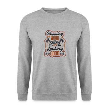 Couper du bois et bien paraître menuisier - Sweat-shirt Unisexe - gris chiné - Devant - Alina (178cm) & Michal (187cm)