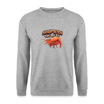 Shrimply Die Besten Meeresfrüchte Essen Shrimps - Unisex Pullover - Weißgrau meliert - Vorne - Alina (178cm) & Michal (187cm)