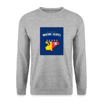 Fier de mes Racines Rhône-Alpes Bleu - Sweat-shirt Unisexe - gris chiné - Devant - Alina (178cm) & Michal (187cm)