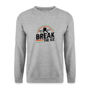 Joueur de hockey sur glace Amateur de sport Jeu de mots - Sweat-shirt Unisexe - gris chiné - Devant - Alina (178cm) & Michal (187cm)