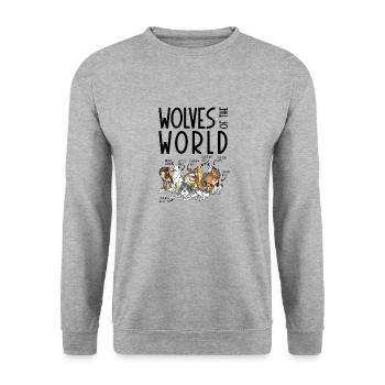Les loups du monde - Sweat-shirt Unisexe - gris chiné - Devant - Alina (178cm) & Michal (187cm)