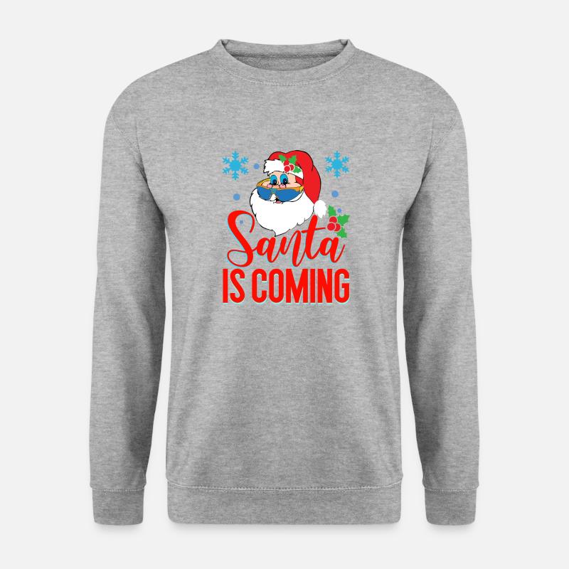 Santa is coming - Unisex Pullover - Weißgrau meliert
